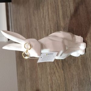 Sagebrook Home Contemporary Bunny with Glasses ceramic figurine.